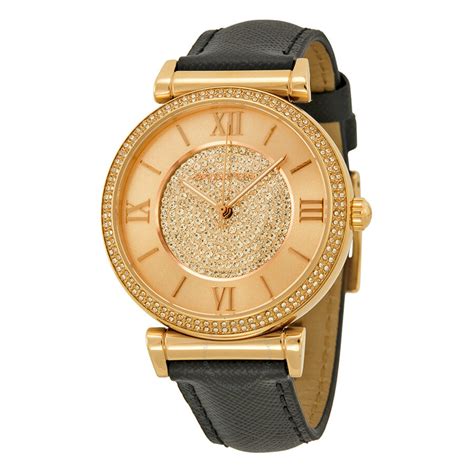 michael kors watches black leather womens|Michael Kors watch leather strap.